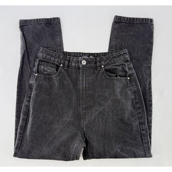 Boohoo Women’s Tapered Black 100% Cotton High Rise Jeans Sz 8 Mom Jeans 90’s - Picture 3 of 9